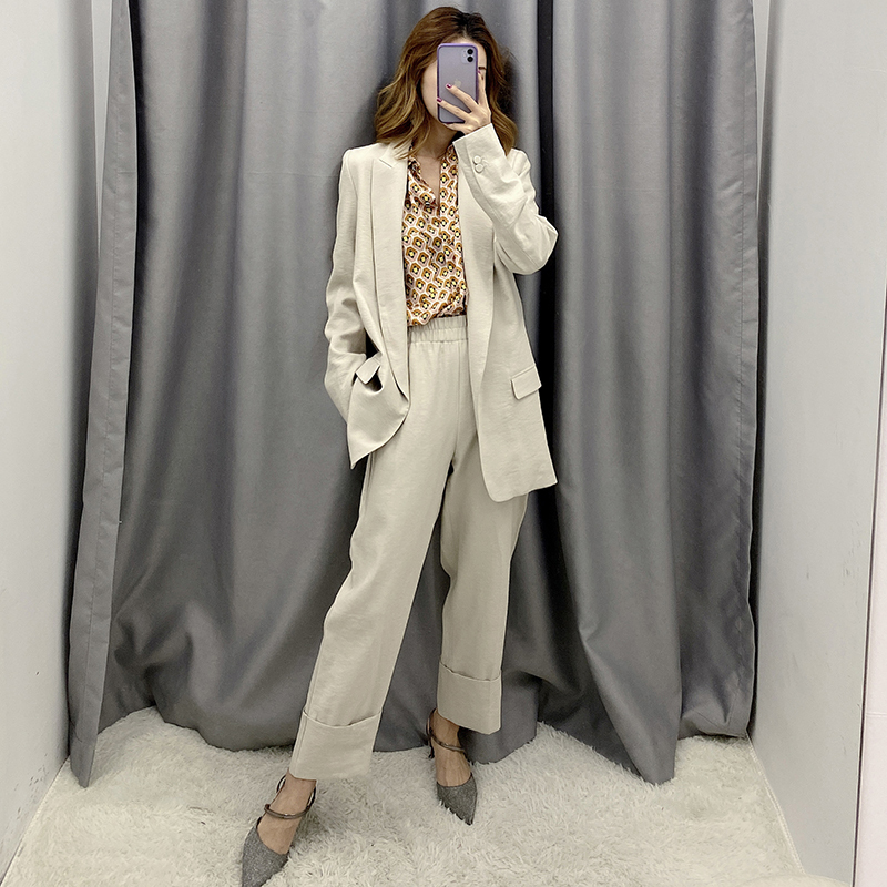 Aachoae Solid Casual Office Blazer Women Long Sleeve Work Wear Suit Jacket Blazers Notched Collar Pockets Outwear Coat 201023