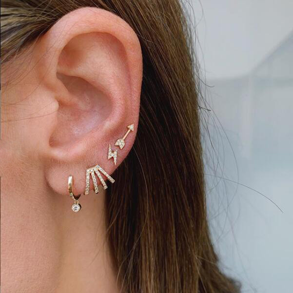 valentines gift jewelry delicate dainty heart arrow stud earring for women girl simple classic paved cz minimal 925 silver earring