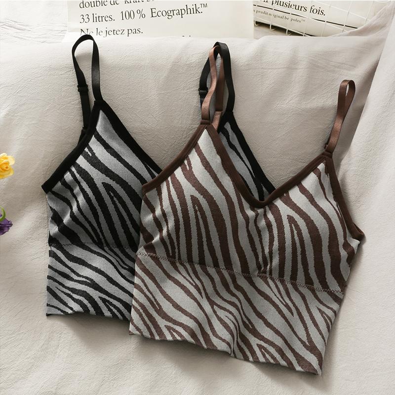 2021 Korean Versatile Zebra Pattern Short Slim No Steel Ring Bra Vest Women's New Back With Chest Cushion Sling Shirt Spring, See chart 
2021 Korean Versatile Zebra Pattern Short Slim No Steel Ring Bra Vest Women's New Back With Chest Cushion Sling Shirt Spring, See chart