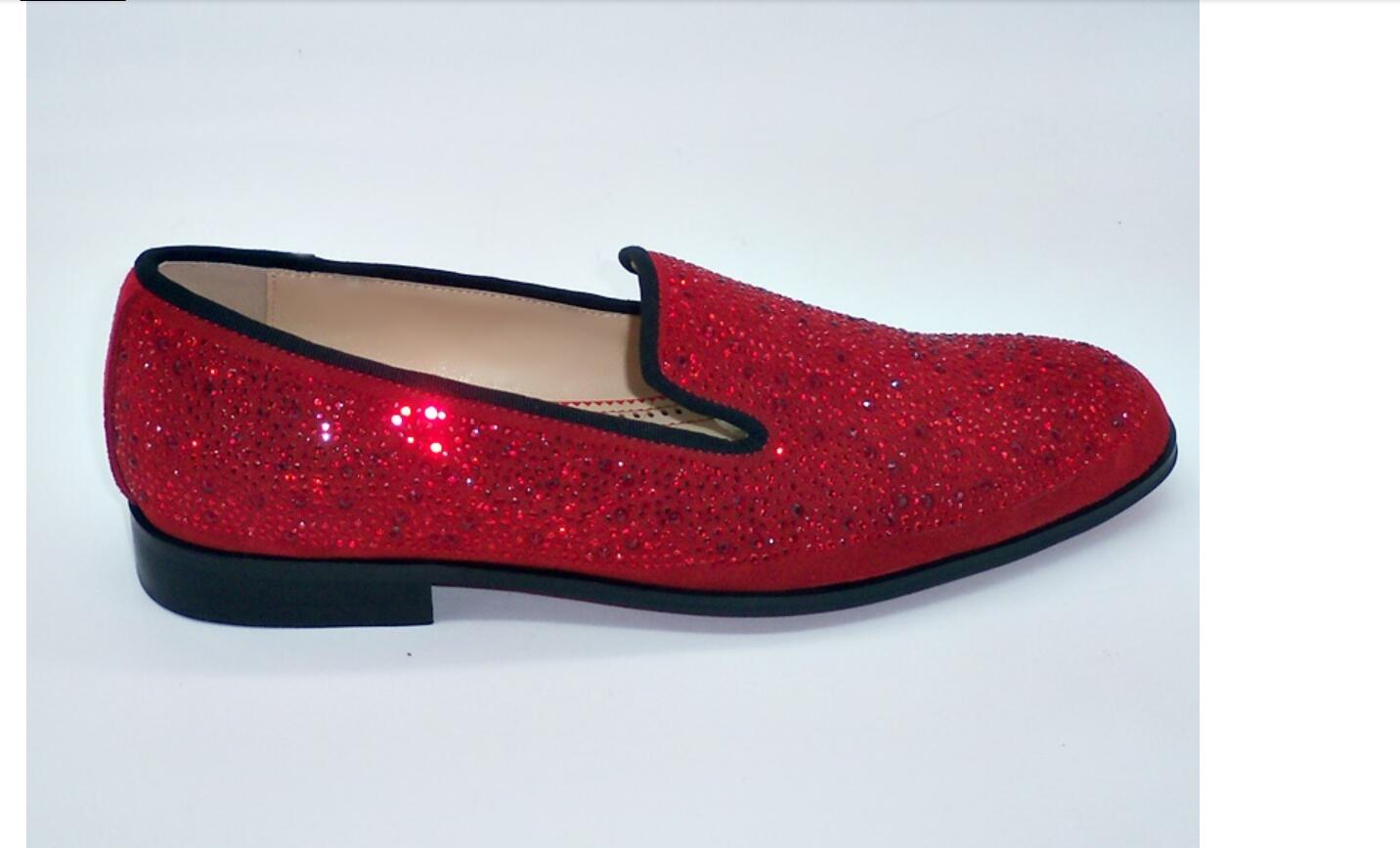 2020 red Suede Leather Shoe Luxury Rhinestone Loafers Men Dress Shoes Prom And Wedding Shoes Slip On Men's Shoes
2020 red Suede Leather Shoe Luxury Rhinestone Loafers Men Dress Shoes Prom And Wedding Shoes Slip On Men's Shoes