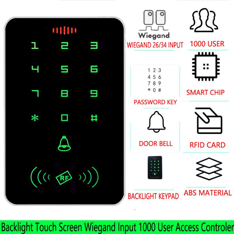 

13.56Mhz RFID Backlight Wiegand Input Touch Screen Proximity Card Keypad Access Control EM MF Card Reader Door Gate Lock Opener