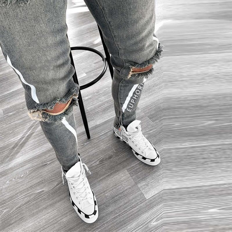 Autumn Men' Jeans Skinny Hip Hop Cool Streetwear Letter Print Hole Ripped Zipper Jeans Slim Mens Clothes Pencil Homme, Blue
Autumn Men' Jeans Skinny Hip Hop Cool Streetwear Letter Print Hole Ripped Zipper Jeans Slim Mens Clothes Pencil Homme, Blue