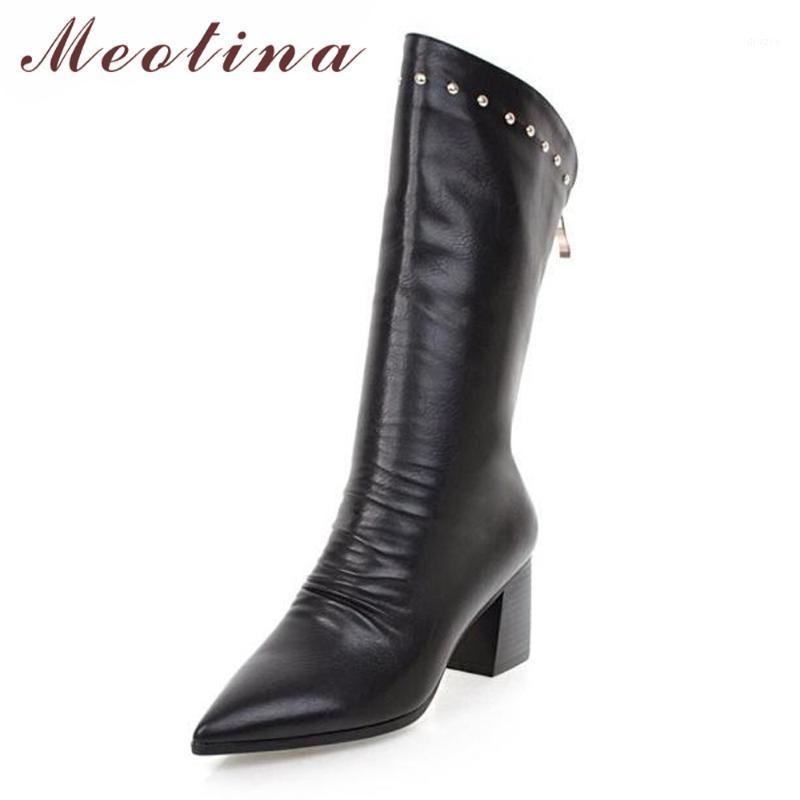 Meotina 2020 Winter Women Mid Calf Boots Pleated Ladies Western Boots Rivets Square High Heel Zip Autumn Ladies Footwear1, Black
Meotina 2020 Winter Women Mid Calf Boots Pleated Ladies Western Boots Rivets Square High Heel Zip Autumn Ladies Footwear1, Black