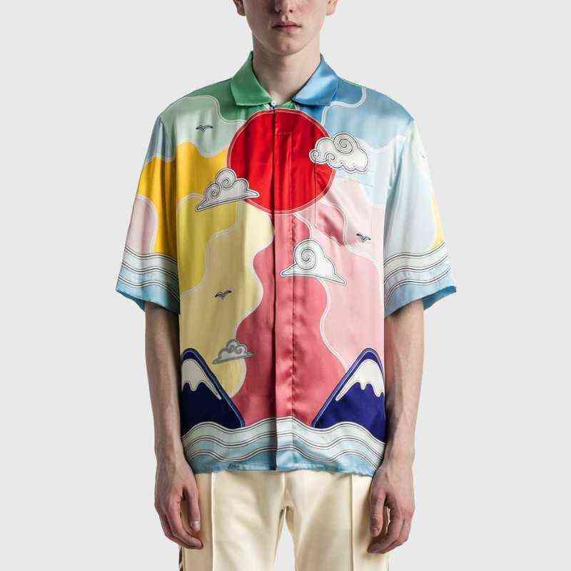 Casablanca Cuban collar short sleeve shirt men designer summer silk shirts luxurys fashion beach tops, Color
Casablanca Cuban collar short sleeve shirt men designer summer silk shirts luxurys fashion beach tops, Color