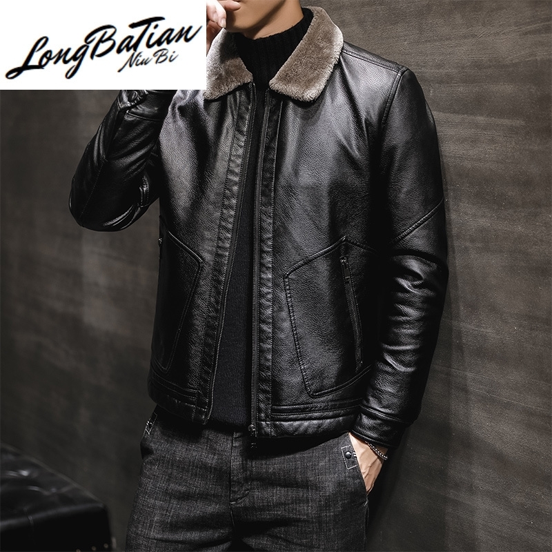Leather Jacket Genuine Men's Sheepskin Coat Thick Men Clothing Autumn Clothes Male Winter Coats Chaqueta Hombre LXR420 201128
