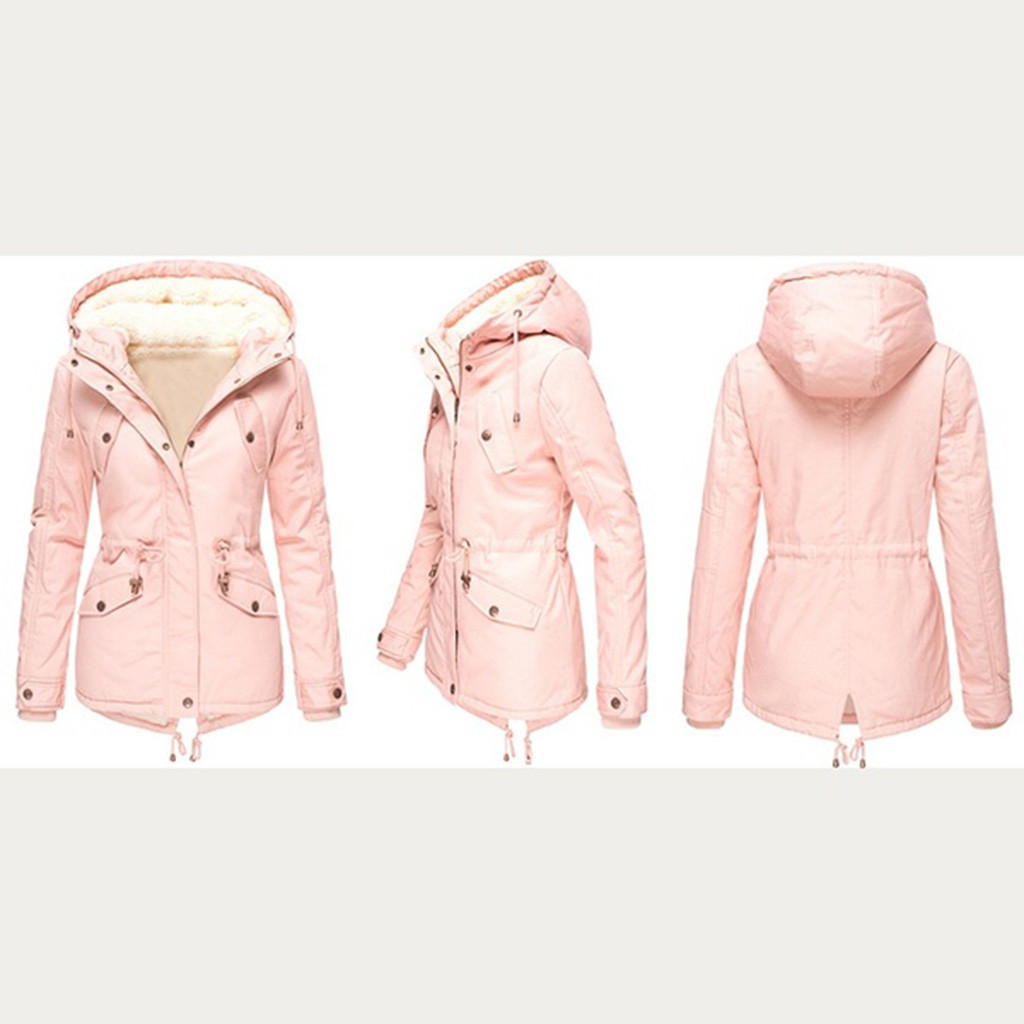 Casual Winter Jacket Women Warm Coat Winter Women Long Sleeve Pure Color Fleece Thickening Women Parkas Outwear 201127