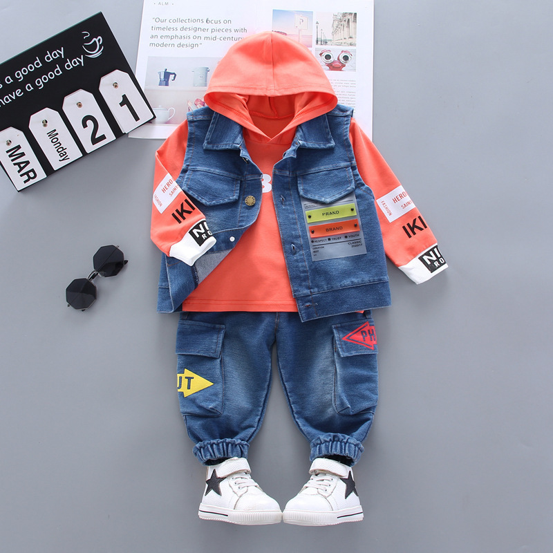 New Spring Autumn Trendy Children Clothes Baby Boy Girl Letter Vest Hoodies Pants Kids Infant Clothing Toddler Casual SportswearX1019
