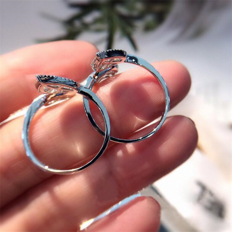 2021 New Hot Sale Luxury Jewelry 925 Sterling Silver T Princess Cut White Topaz CZ Diamond Gemstone Leaf Open Adjustable Women Wedding Ring