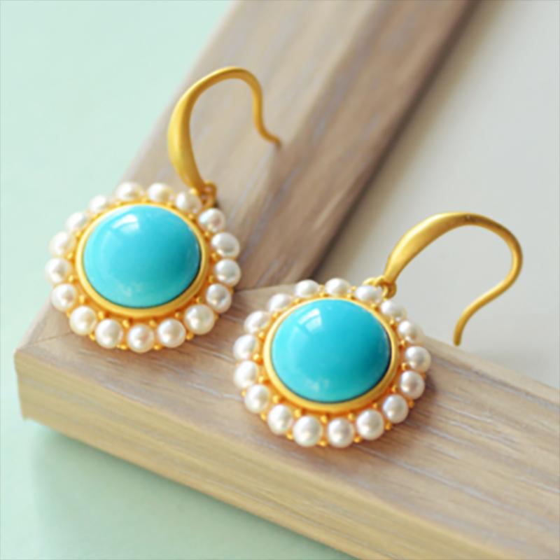 silver inlaid natural ore blue turquoise earrings charm pearl niche design craftsmanship elegant romantic women brand jewelry
silver inlaid natural ore blue turquoise earrings charm pearl niche design craftsmanship elegant romantic women brand jewelry