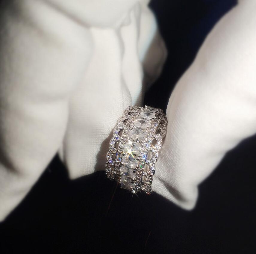 Elegant Victoria Sterg Sier Oval Cut Topaz CZ Dia Wedding Band Ring for Women