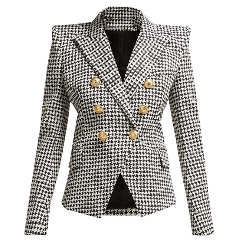 HIGH QUALITY Newest Runway Blazer Women' Long Sleeve Metal Lion Buttons Houndstooth Print Blazer Jacket Plaid Designer, As pic
HIGH QUALITY Newest Runway Blazer Women' Long Sleeve Metal Lion Buttons Houndstooth Print Blazer Jacket Plaid Designer, As pic
