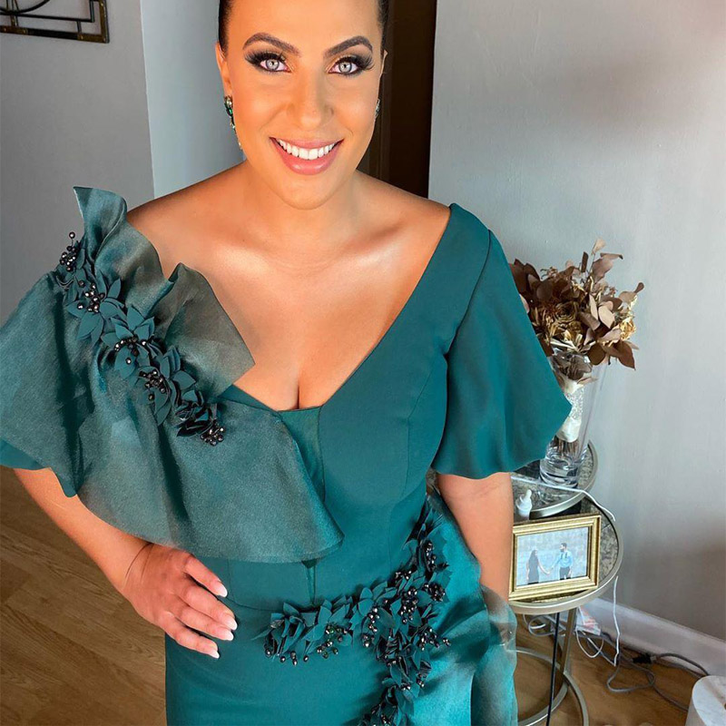 2020 Arabic Aso Ebi Hunter Green Mermaid Evening Dresses Deep V-neck Beaded Prom Dresses Stylish Formal Party Second Reception Gowns