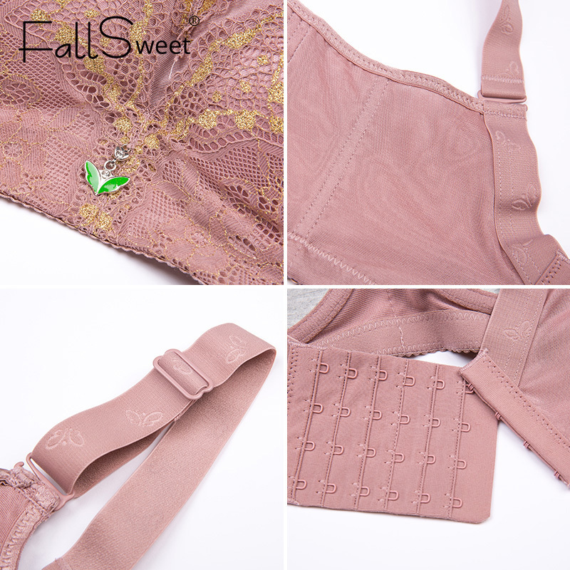 FallSweet Lace Wireless Bra Full Coverage Push Up Bras for Women Sexy Plus Size Mesh Lingeire 34 to 50 201202
