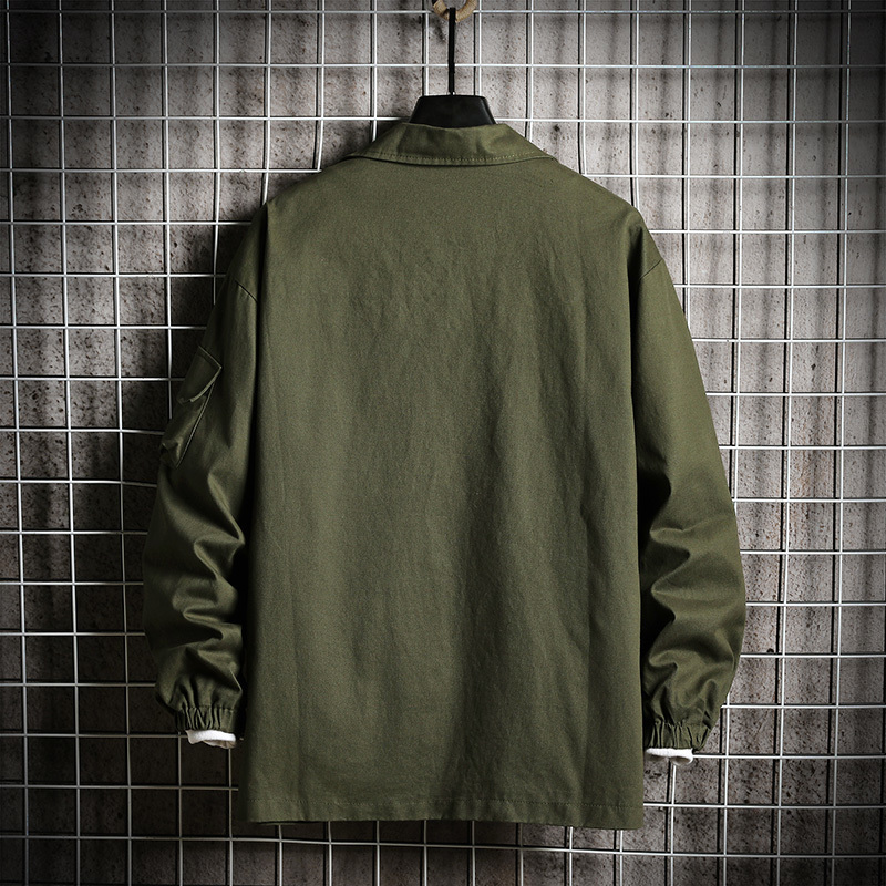 SingleRoad Mens Cargo Jacket Men Green Solid Side Pockets Windbreaker Coat Hip Hop Japanese Streetwear Jackets For Men 201127