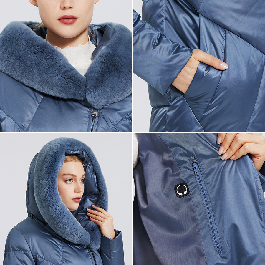 MIEGOFCE Winter New Women's Cotton Coat With Stylish Fur Collar Rex Rabbit Long Jacket Winter Women Parkas Windproof Jacket 200928