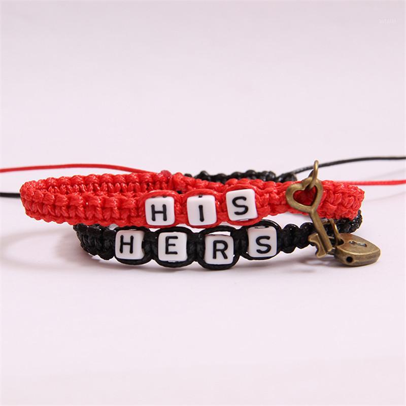 HIS HERS Letter Bracelet Couple Bracelet Lock cylinder Key Pendant Woven lanyard Knitting By Hand Lovers' gift1
HIS HERS Letter Bracelet Couple Bracelet Lock cylinder Key Pendant Woven lanyard Knitting By Hand Lovers' gift1