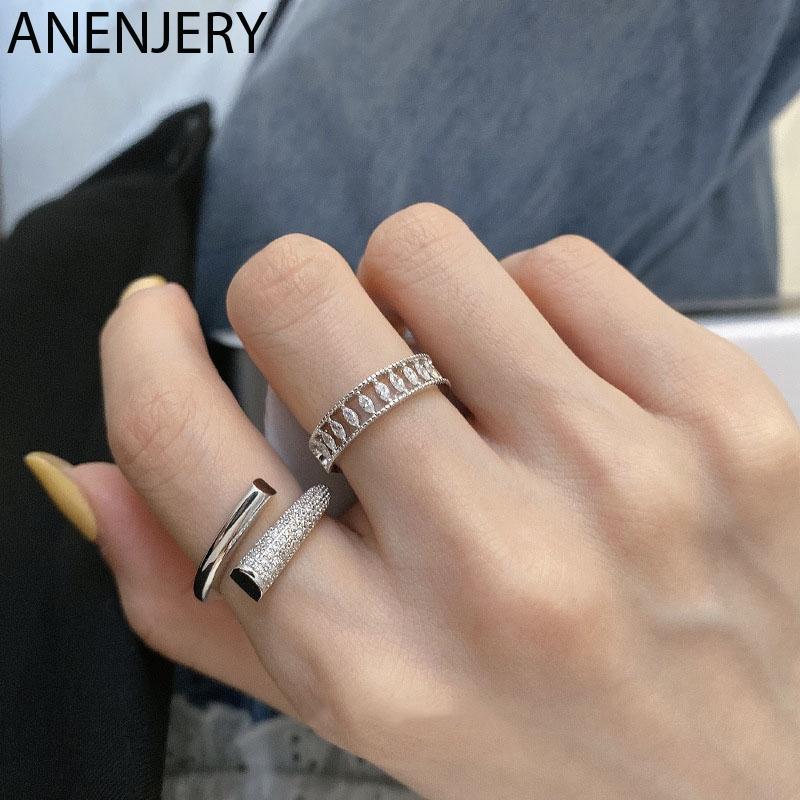 ANENJERY 925 Sterling Silver Glittering Cubic Zircon Geometric Finger Rings for Women Minimalist Elegant Party Rings S-R896
ANENJERY 925 Sterling Silver Glittering Cubic Zircon Geometric Finger Rings for Women Minimalist Elegant Party Rings S-R896