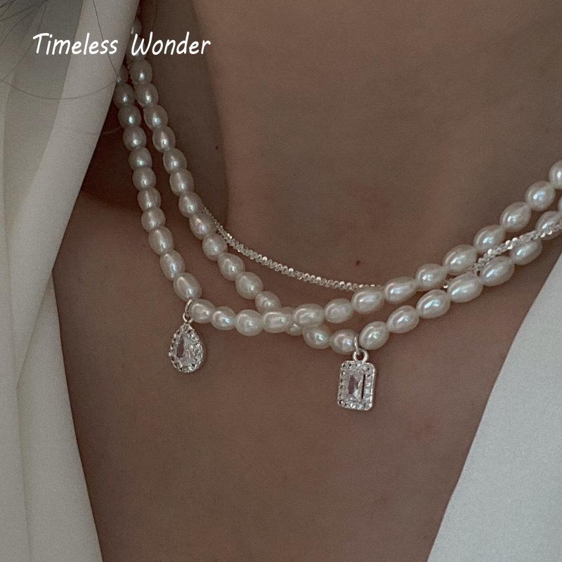 Chokers Timeless Wonder 925 Sterling Sliver Gorgeous Natural Pearl Zirconia Necklace Women Jewelry Party Gift Prom Fancy Versatile 6139
Chokers Timeless Wonder 925 Sterling Sliver Gorgeous Natural Pearl Zirconia Necklace Women Jewelry Party Gift Prom Fancy Versatile 6139