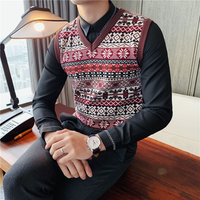 2020 Red Vintage Sleeveless Sweater Male Vest Pull Hombre Sweatshirt Business 7jve, Brown 
2020 Red Vintage Sleeveless Sweater Male Vest Pull Hombre Sweatshirt Business 7jve, Brown