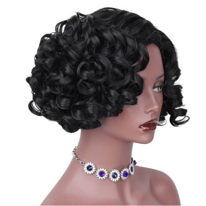 Synthetic Short Curly Black Hair Pixie Cut Wig for Women Heat Resistant Wigs