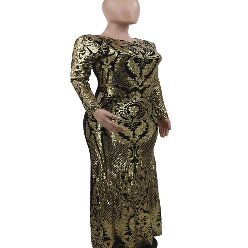 Real Image Gold Evening Dresses Glitter Sequins Mermaid Party Dress Bling Newest Slim Long Sleeves Girl Prom Gowns In Stock