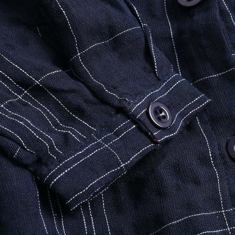 ZANZEA Autumn Button Down Linen Top Women Plaid Blouse Female Lapel Casual Long Sleeve Shirt Women Work Blusas Plus Size T200322