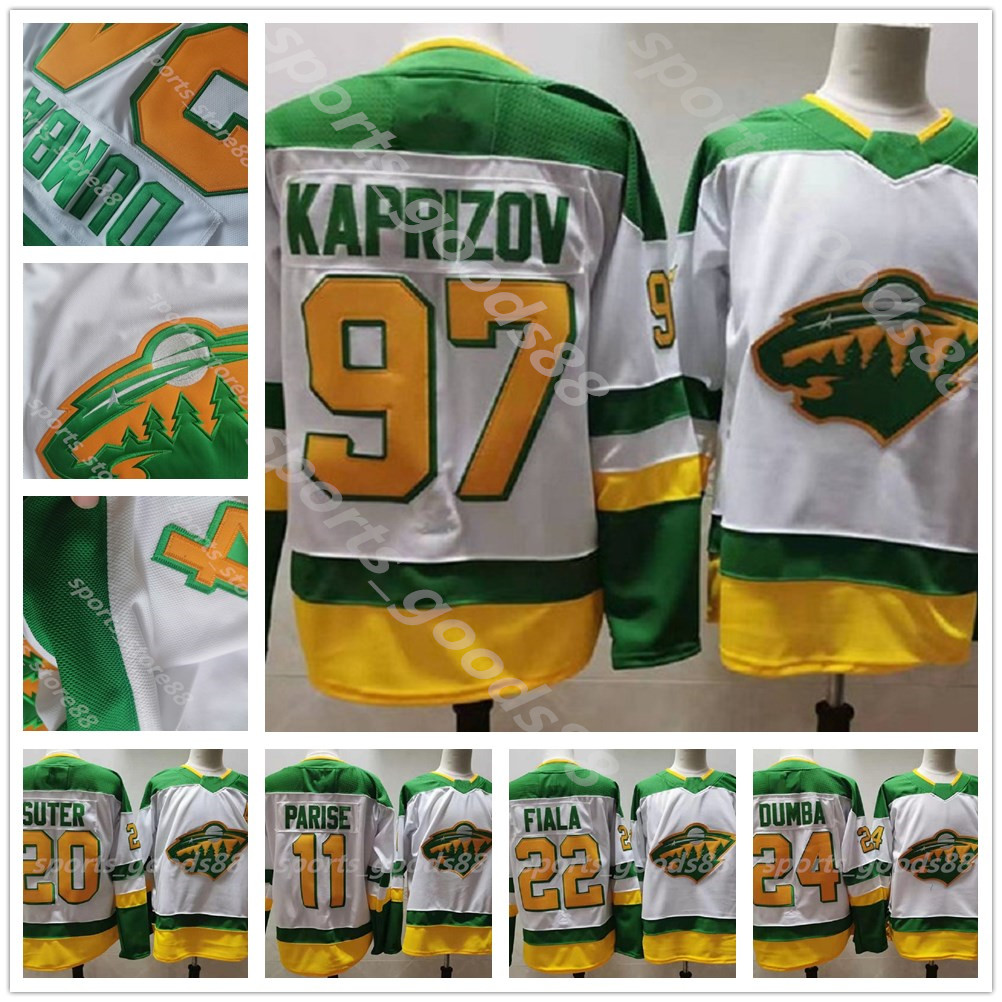 97 Kirill Kaprizov 2021 NEW Minnesota Wild Reverse Retro Jersey 22 Kevin Fiala 11 Zach Parise 24 Matt Dumba 20 Ryan Suter Mikko Koivu, Colour 1
97 Kirill Kaprizov 2021 NEW Minnesota Wild Reverse Retro Jersey 22 Kevin Fiala 11 Zach Parise 24 Matt Dumba 20 Ryan Suter Mikko Koivu, Colour 1