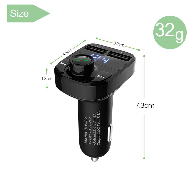 FM x8 Transmitter Aux Modulator Bluetooth Handsfree Car Kit Car Audio MP3 Player with 3.1A Quick Charge Dual USB Car Charger