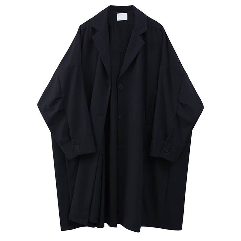 EAM Women Green Brief Big Size Long Trench Lapel Long Batwing Batwing Sleeve Loose Windbreaker Fashion Spring 1X135 201030