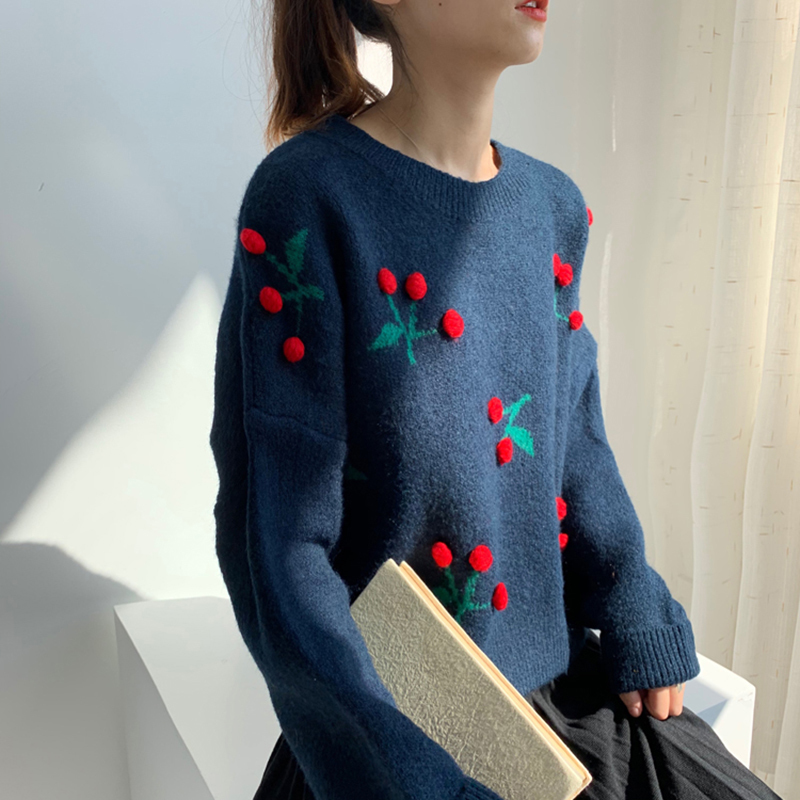 AZYT 3D Plush Ball Decoration Sweater Women's Pullover Casual Loose Knit Jumpers Sweater coat Harajuku BF Female Sweater 201017
