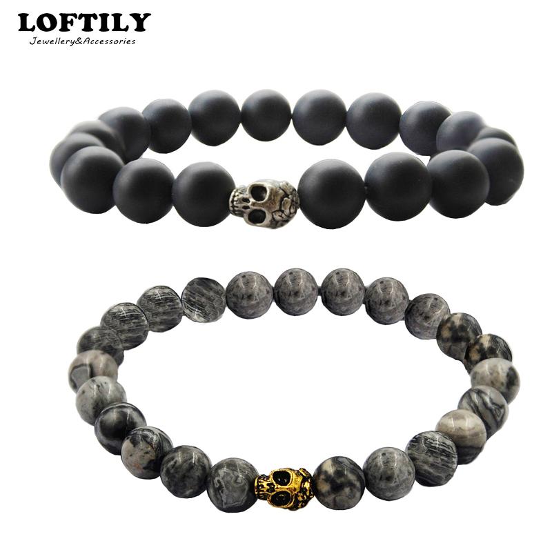 Natural Stone Bracelets Charm Women Chakra Balance Beads Skull Men Matte Black Lava Turquoises Strand Bangle Fashion Jewelry
Natural Stone Bracelets Charm Women Chakra Balance Beads Skull Men Matte Black Lava Turquoises Strand Bangle Fashion Jewelry