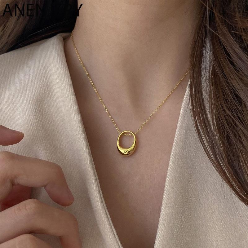 ANENJERY 925 Sterling Silver Hollow Oval Necklace for Women Geometric Circle Clavicle Chain Jewelry Gifts S-N740
ANENJERY 925 Sterling Silver Hollow Oval Necklace for Women Geometric Circle Clavicle Chain Jewelry Gifts S-N740