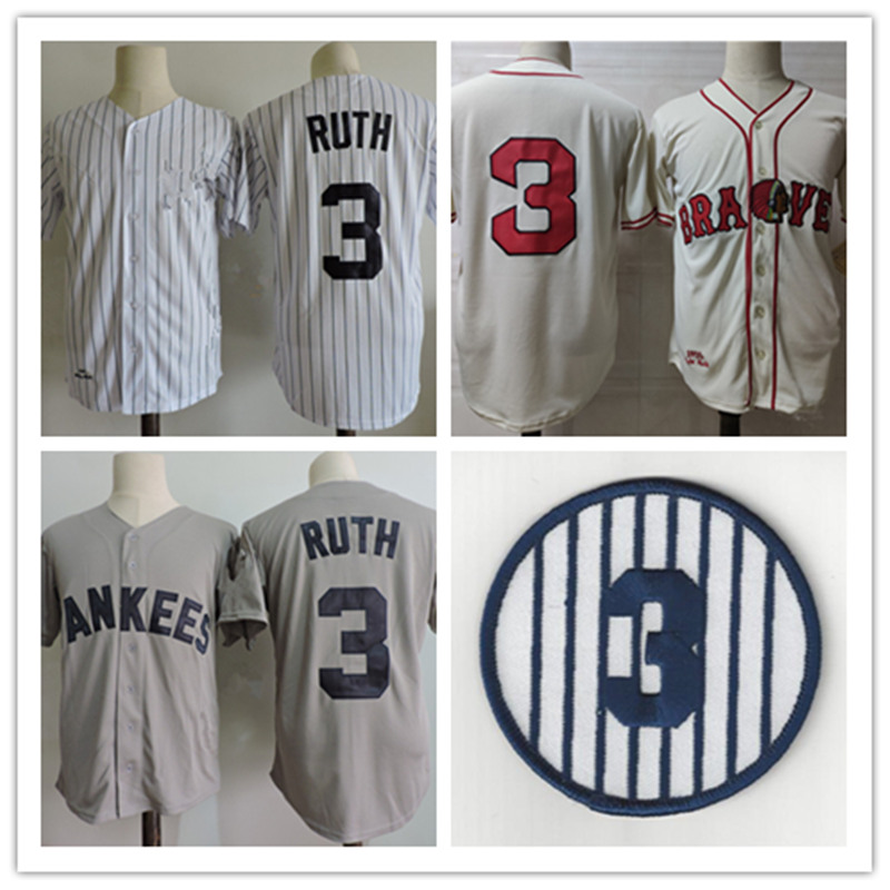 Mens Babe Ruth Jerseys Stitched White Pinstripe grey navy #3 Babe Ruth retirement Patch Jersey S-3XL, Grey with name
Mens Babe Ruth Jerseys Stitched White Pinstripe grey navy #3 Babe Ruth retirement Patch Jersey S-3XL, Grey with name