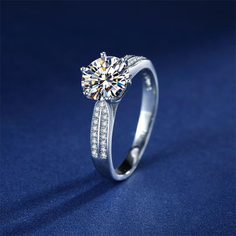 Stunning Luxury Jewelry 925 Sterling Silver Party Large Round Cut White Topaz CZ Diamond Moissanite Women Wedding Engagement Band Ring Gift