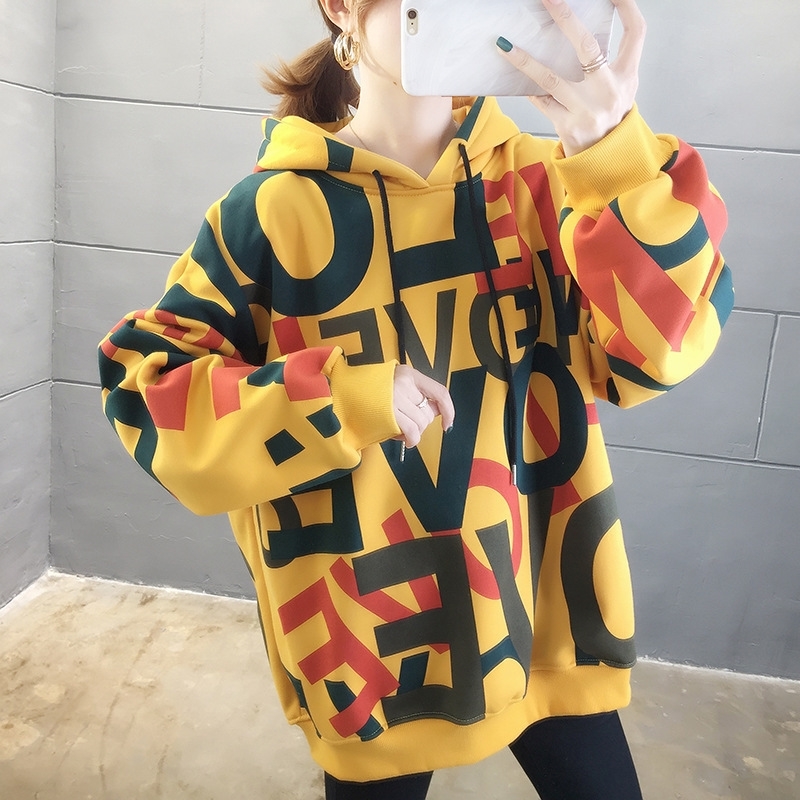 Hoodies For Women Plus velvet Long sleeve Letter Print Pullovers Winter Clothes Women Loose Warm Sweatshirt Hoodie Casual Top 201202, White
Hoodies For Women Plus velvet Long sleeve Letter Print Pullovers Winter Clothes Women Loose Warm Sweatshirt Hoodie Casual Top 201202, White