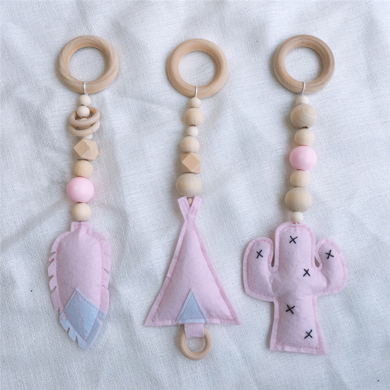 Newborn Baby Play Gym Toys Wood Stroller Toys Baby Hanging Wooden Beads Infant Crib Mobile Toys for Kids Nursery Tent Decoration LJ201113