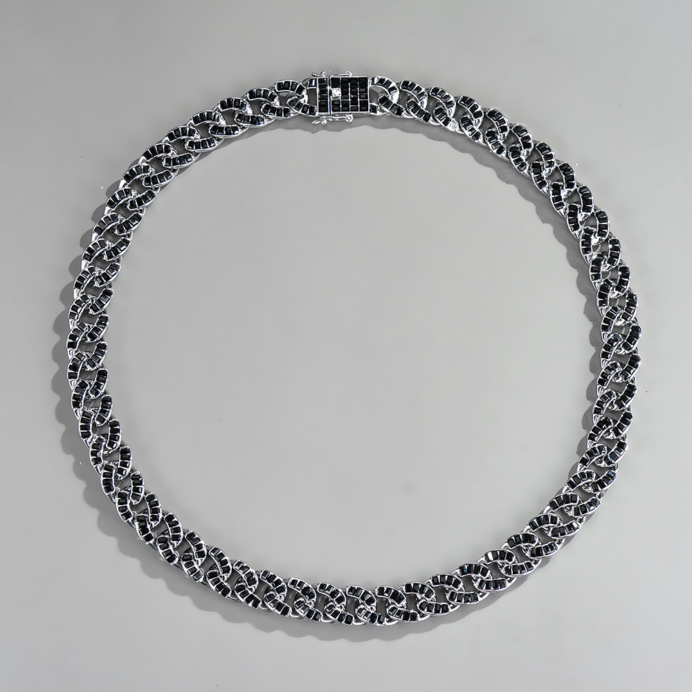 New Fashion Hip Hop Tennis Cuban Necklace jewelry Bling Liced Out Black Rhinestone Alloy Bold Cuban Chain Hiphop Bracelet Anklet Street Accessories fo