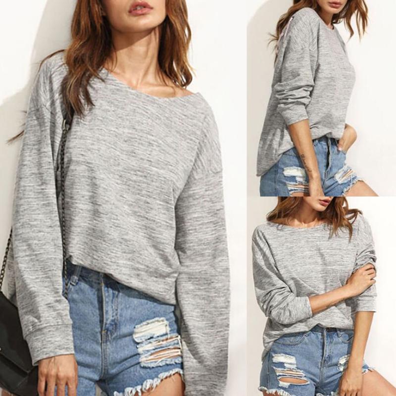 2021 New Women Fashion Plain Color Round Neck Long Sleeve Blouse Tops, Gray
2021 New Women Fashion Plain Color Round Neck Long Sleeve Blouse Tops, Gray