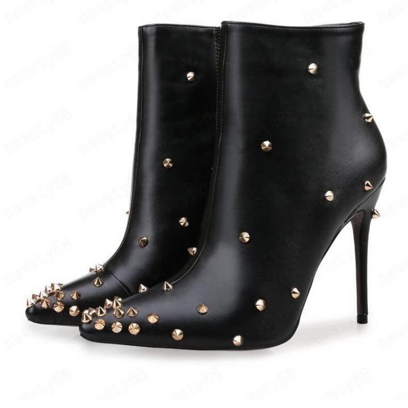 Black red Leather with Spikes Pointed Toes Womens Ankle Boots Fashion Sexy Ladies Red Bottom High Heels Shoes Pumps, White
Black red Leather with Spikes Pointed Toes Womens Ankle Boots Fashion Sexy Ladies Red Bottom High Heels Shoes Pumps, White