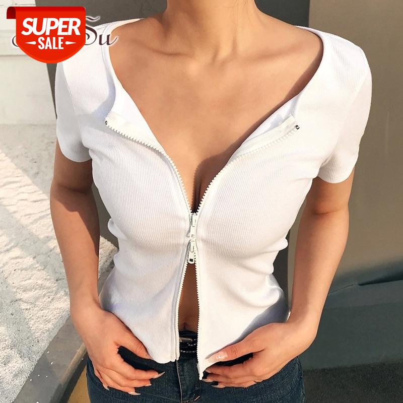 ArtSu Double Zipper White Sexy T-shirt Ladies Ribbed Summer Short Sleeve Tee Shirt Femme Casual Cotton Tshirts Women ASTS21548 #8607
ArtSu Double Zipper White Sexy T-shirt Ladies Ribbed Summer Short Sleeve Tee Shirt Femme Casual Cotton Tshirts Women ASTS21548 #8607