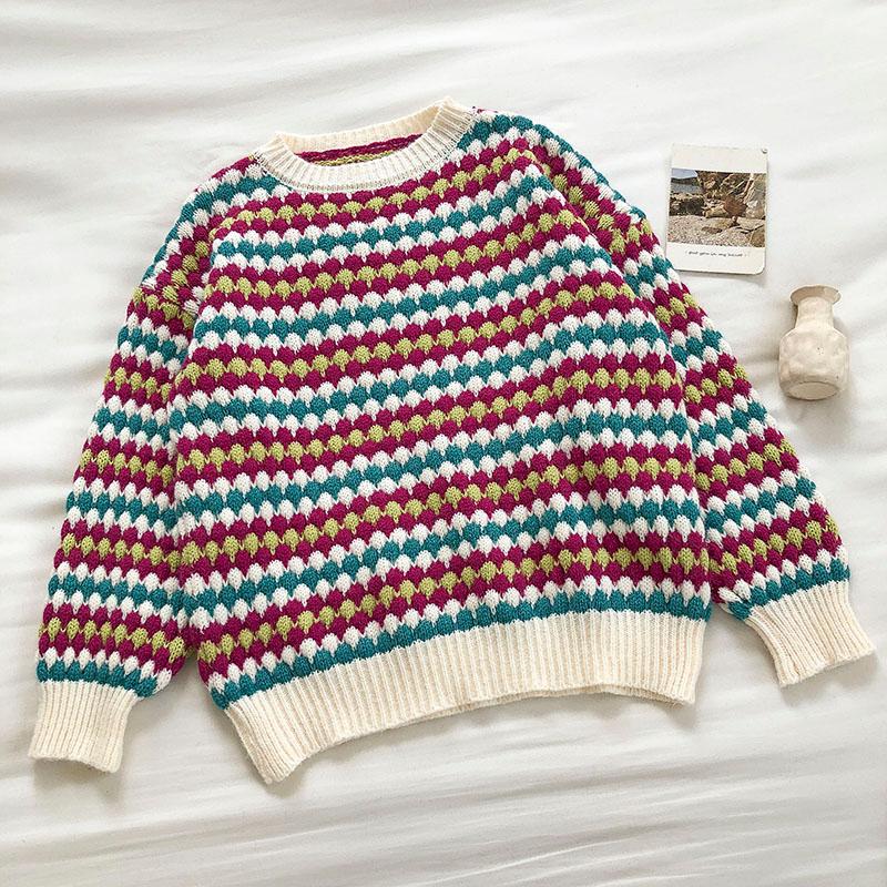 Winter New Korean Style Loose O-neck Long-sleeved Thick Pullovers Sweaters Women Vintage Color Striped 2021 Autumn, Green
Winter New Korean Style Loose O-neck Long-sleeved Thick Pullovers Sweaters Women Vintage Color Striped 2021 Autumn, Green