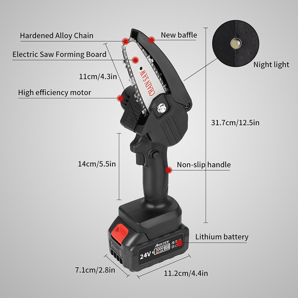 Pruning Tools Small Chainsaw One-Hand Pruning Saw Cordless Electric Portable Battery-Powered Chain With Protect Flip Bezel Led Light For Tree Branch W