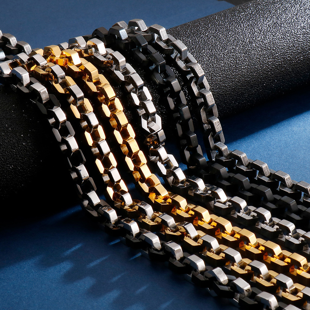 Vintage Heavy Metal Long Link Chains Necklaces For Men Quality Gold Black 316L Stainless Steel Mens Jewellery Accessories 201013