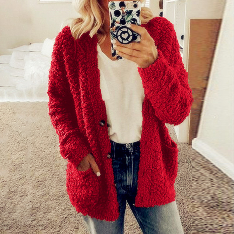 Long Sleeve Buttons Pocket Sweaters Women Autumn Winter New Women's Sweater Casual Cardigan Plus Size Coat Pull Femme Hiver 201023