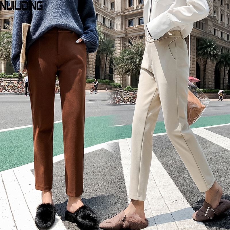 Autumn New Women Elastic Woolen Pant Female Plus Size Casual Trousers Black/Gray Harem Pants Winter Wool Ankle-Length Pants 201106
Autumn New Women Elastic Woolen Pant Female Plus Size Casual Trousers Black/Gray Harem Pants Winter Wool Ankle-Length Pants 201106