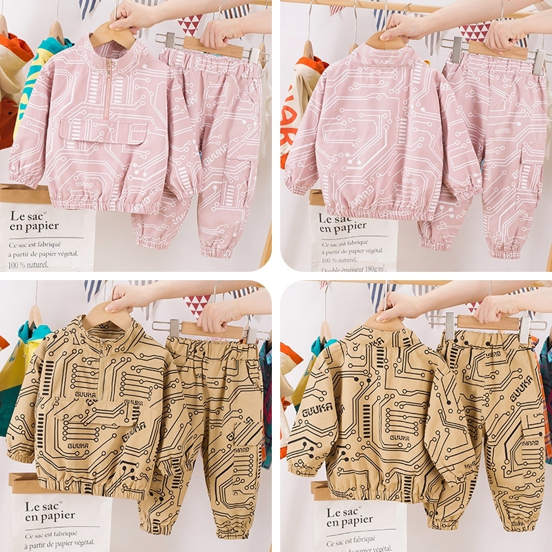 Circuit Board Design Children's Clothing Baby Kids Boys Girls 2 Pcs Set Tracksuit for Toddler 3 Years Old 2020 Fall Cute SuitX1019