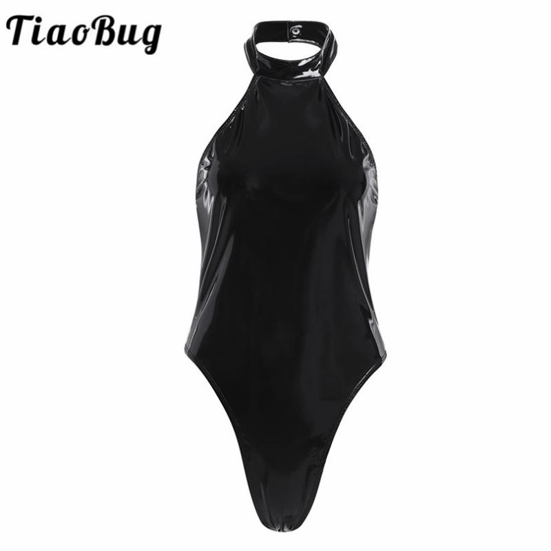 TiaoBug Patent Leather One Piece Wetlook Halter Backless Women Leotard Bodysuit Sexy High Cut Women Jumpsuit Clubwear, Black
TiaoBug Patent Leather One Piece Wetlook Halter Backless Women Leotard Bodysuit Sexy High Cut Women Jumpsuit Clubwear, Black