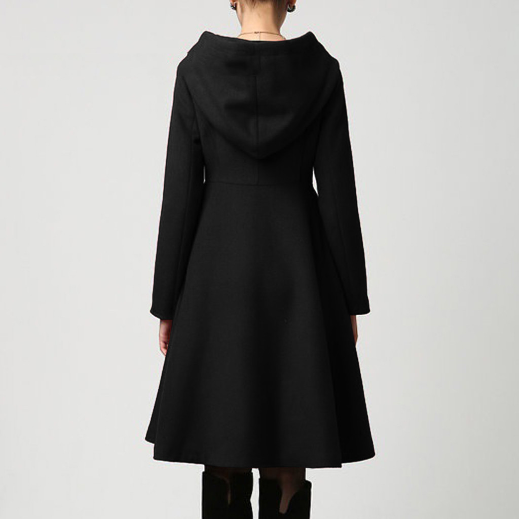 Fashion Winter Autumn Women Wool Coat Long Sleeve Solid Belted Loose Warm Woolen Jacket Hooded OuterwearJ30 201103