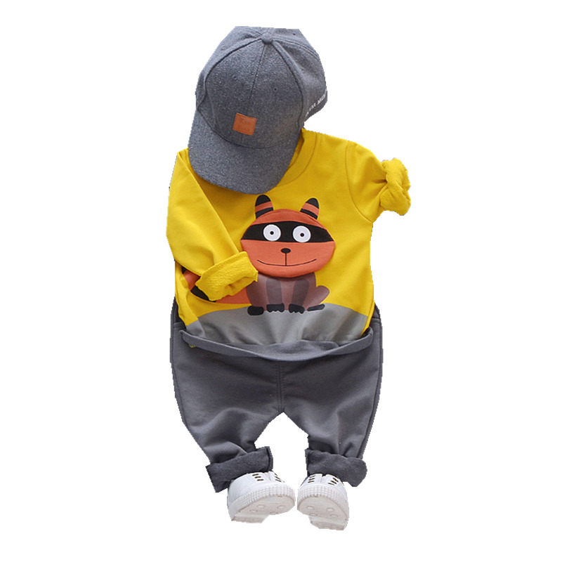 Spring Autumn Cartoon Baby Boy Girl Clothes Children Print Full Pants 2 Pcs/sets Kids Toddler Cotton Clothing Infant TracksuitsX1019