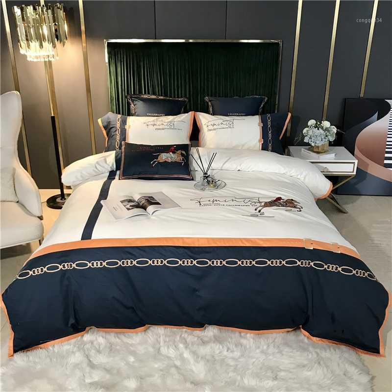 White Blue Splicing British Style Horse Embroidery Like Silk Cotton Bedding Set Duvet Cover Bed Linen Fitted Sheet Pillowcases1
White Blue Splicing British Style Horse Embroidery Like Silk Cotton Bedding Set Duvet Cover Bed Linen Fitted Sheet Pillowcases1